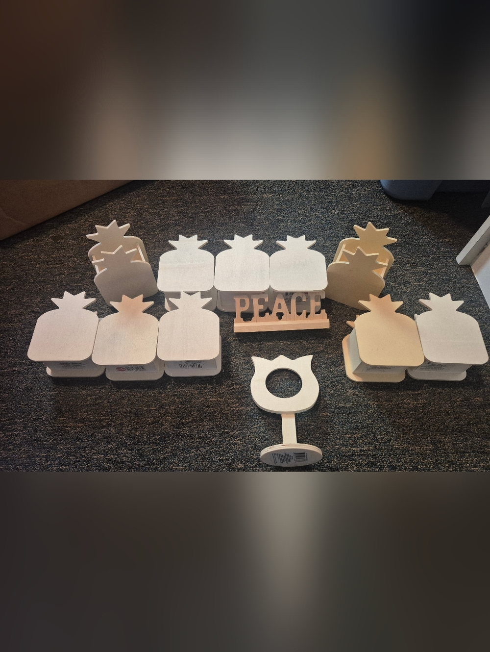 Bulk Lot 10 Pineapple Wood Pen Holders + Peace & Flower Decor